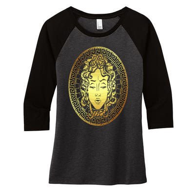 Medusa Gorgon Snake Head Greek Mythology Ancient Myth Women's Tri-Blend 3/4-Sleeve Raglan Shirt