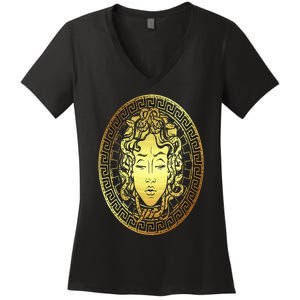 Medusa Gorgon Snake Head Greek Mythology Ancient Myth Women's V-Neck T-Shirt