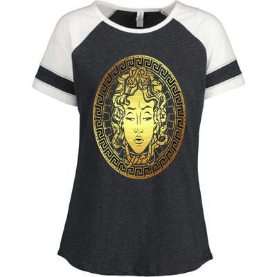 Medusa Gorgon Snake Head Greek Mythology Ancient Myth Enza Ladies Jersey Colorblock Tee