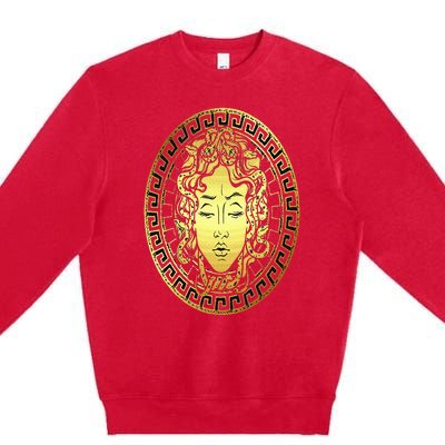 Medusa Gorgon Snake Head Greek Mythology Ancient Myth Premium Crewneck Sweatshirt