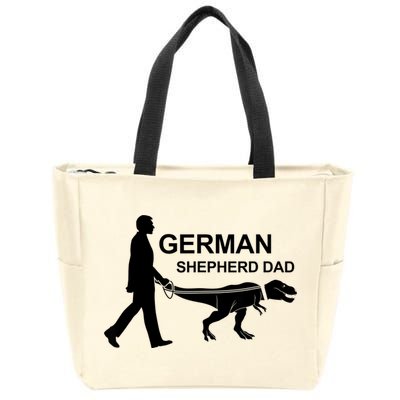 Mens German Shepherd Dad Dinosaur GSD Owners Funny Father's Day Zip Tote Bag