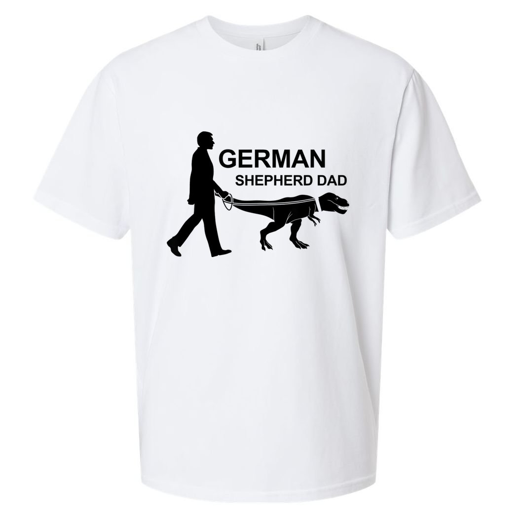 Mens German Shepherd Dad Dinosaur GSD Owners Funny Father's Day Sueded Cloud Jersey T-Shirt