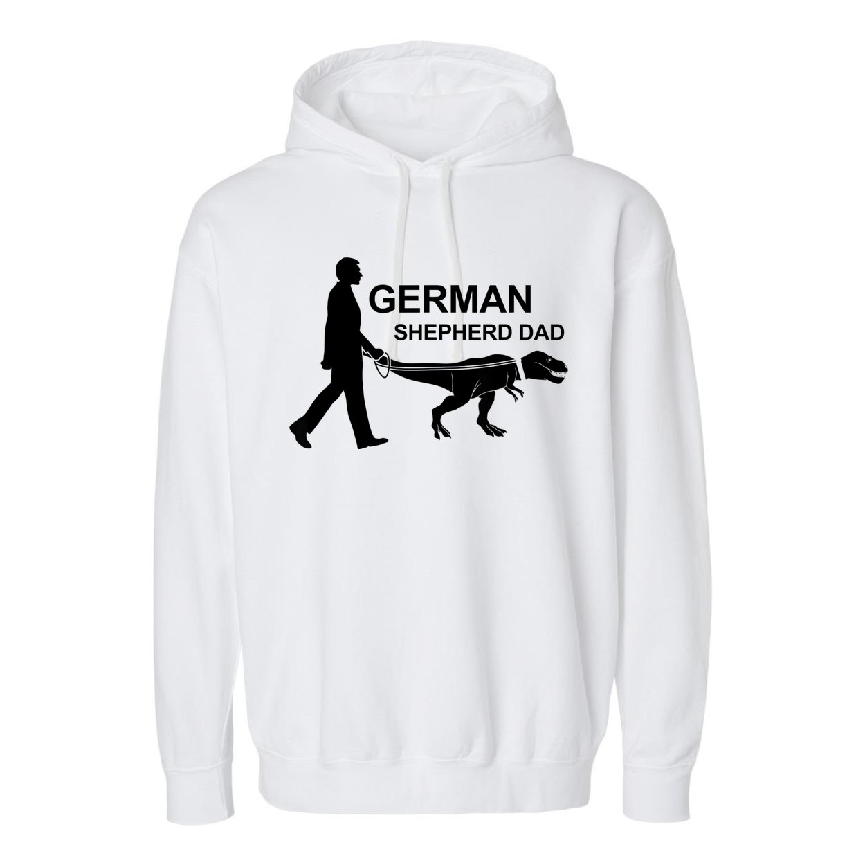 Mens German Shepherd Dad Dinosaur GSD Owners Funny Father's Day Garment-Dyed Fleece Hoodie