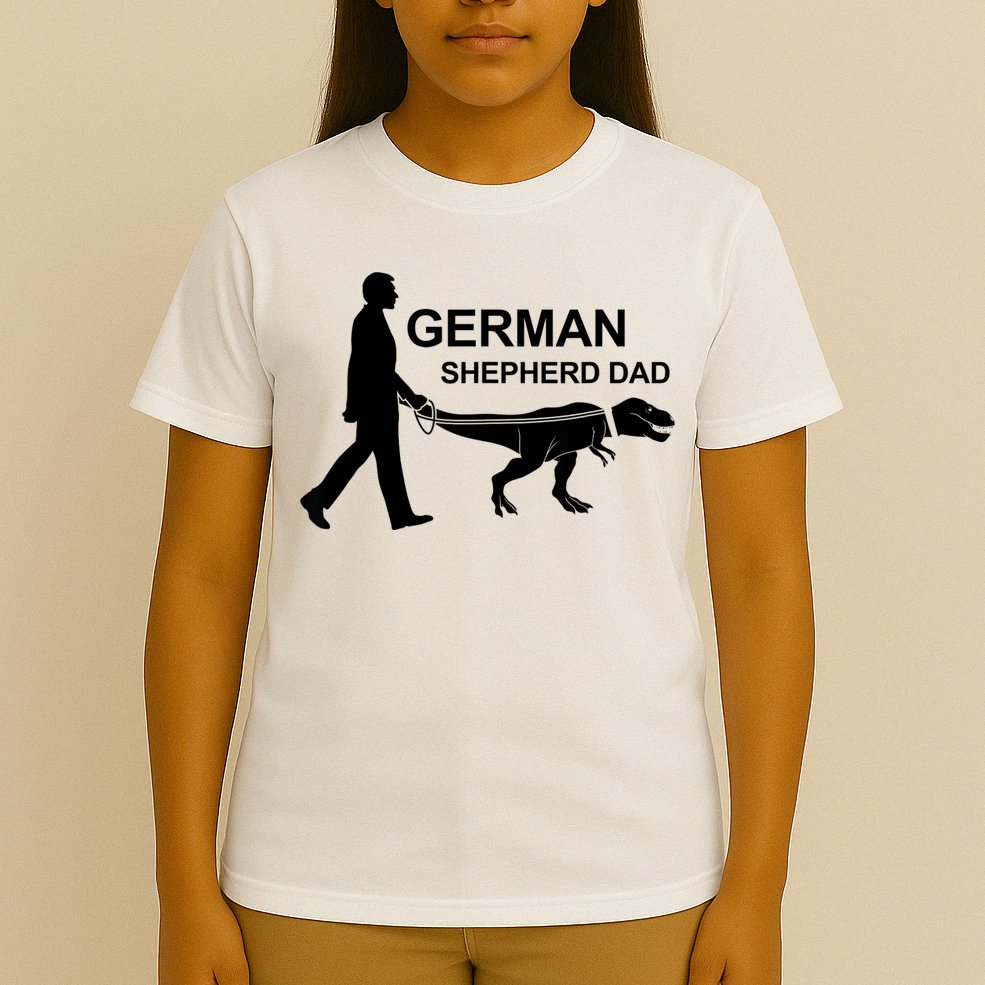 Mens German Shepherd Dad Dinosaur GSD Owners Funny Father's Day T-Shirt