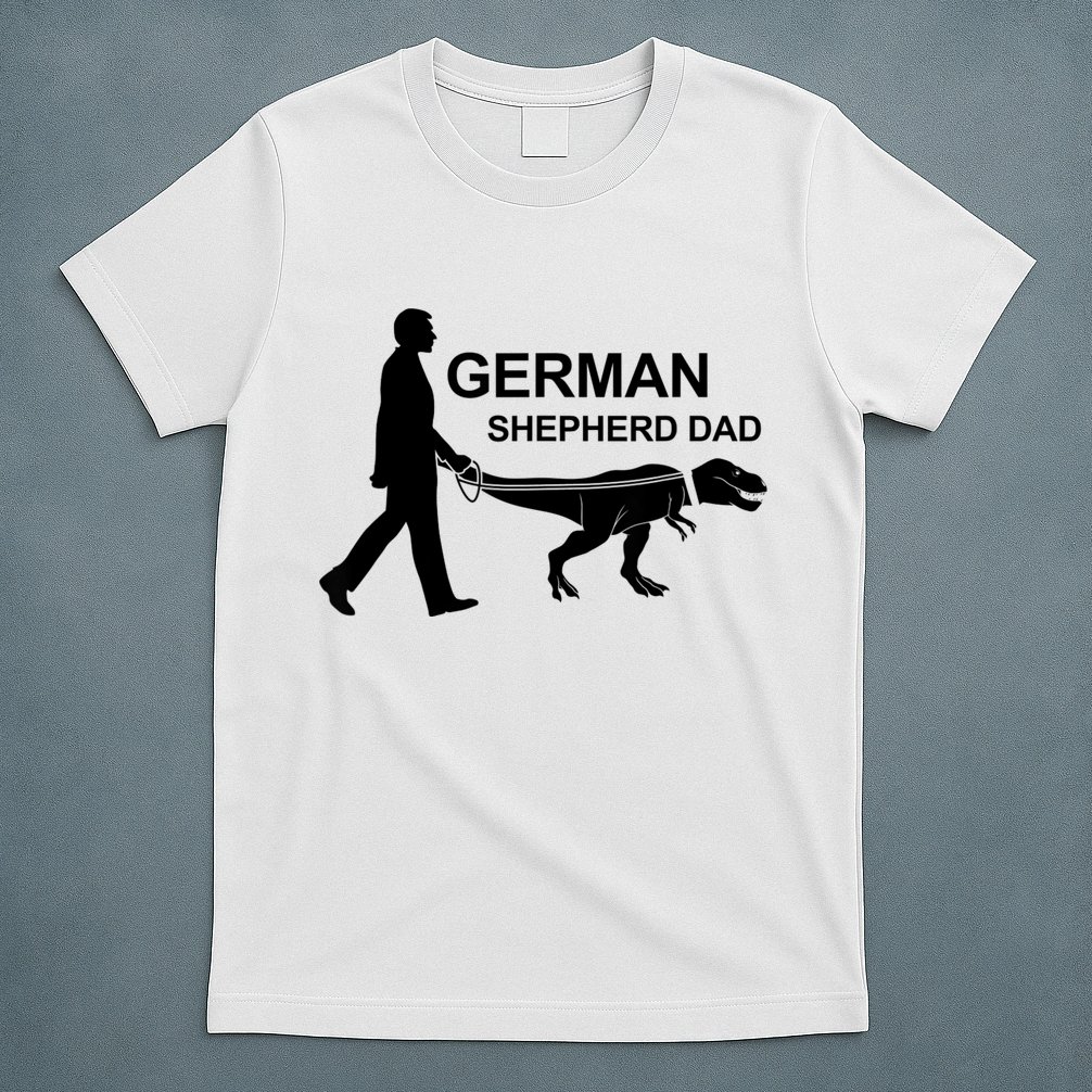 Mens German Shepherd Dad Dinosaur GSD Owners Funny Father's Day T-Shirt