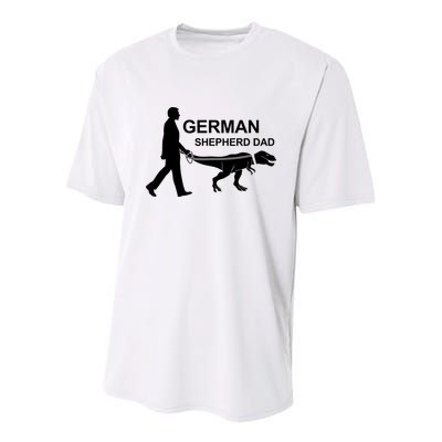 Mens German Shepherd Dad Dinosaur GSD Owners Funny Father's Day Youth Performance Sprint T-Shirt