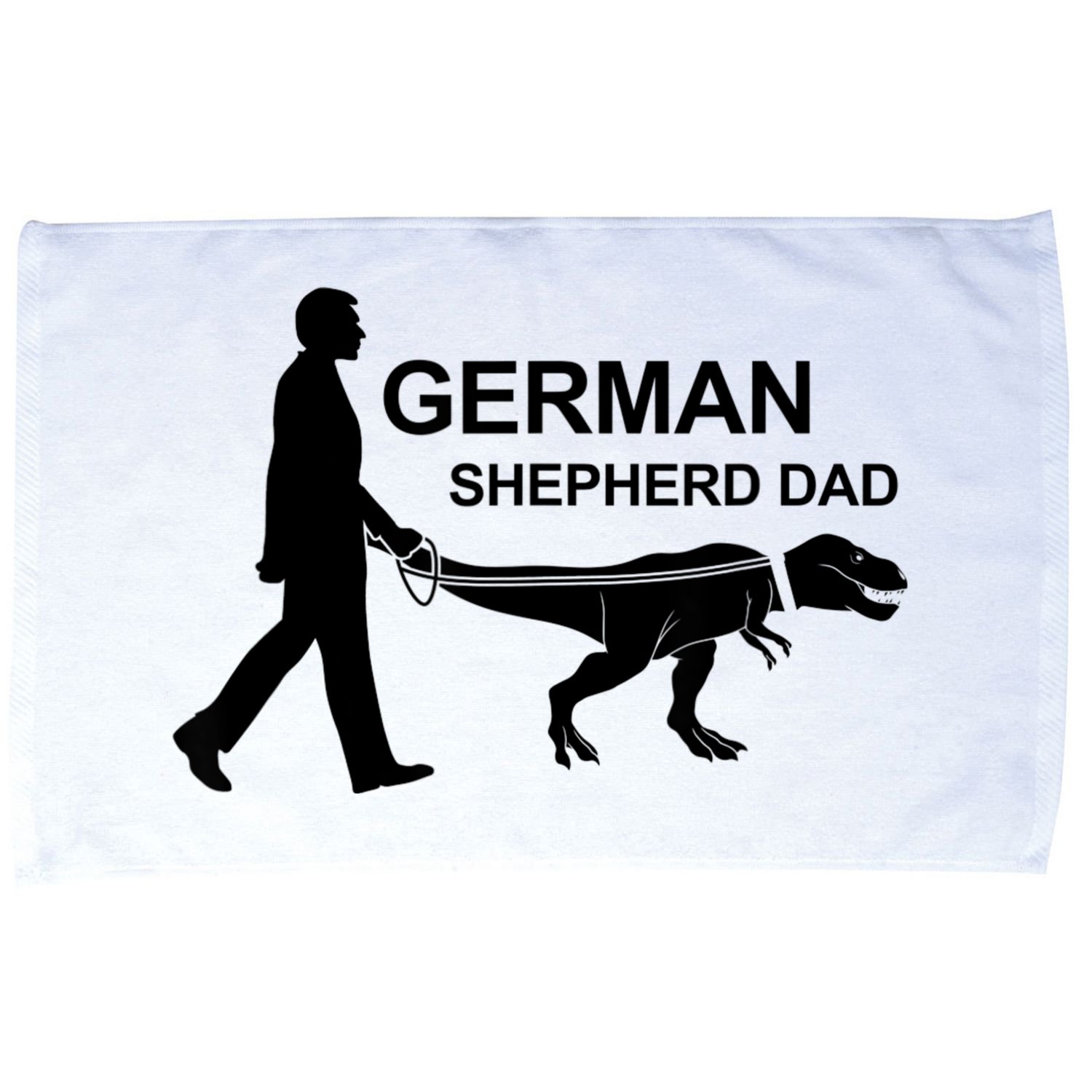 Mens German Shepherd Dad Dinosaur GSD Owners Funny Father's Day Microfiber Hand Towel