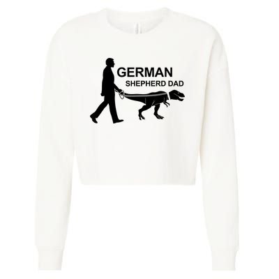 Mens German Shepherd Dad Dinosaur GSD Owners Funny Father's Day Cropped Pullover Crew