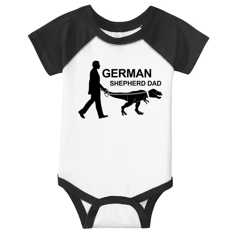Mens German Shepherd Dad Dinosaur GSD Owners Funny Father's Day Infant Baby Jersey Bodysuit