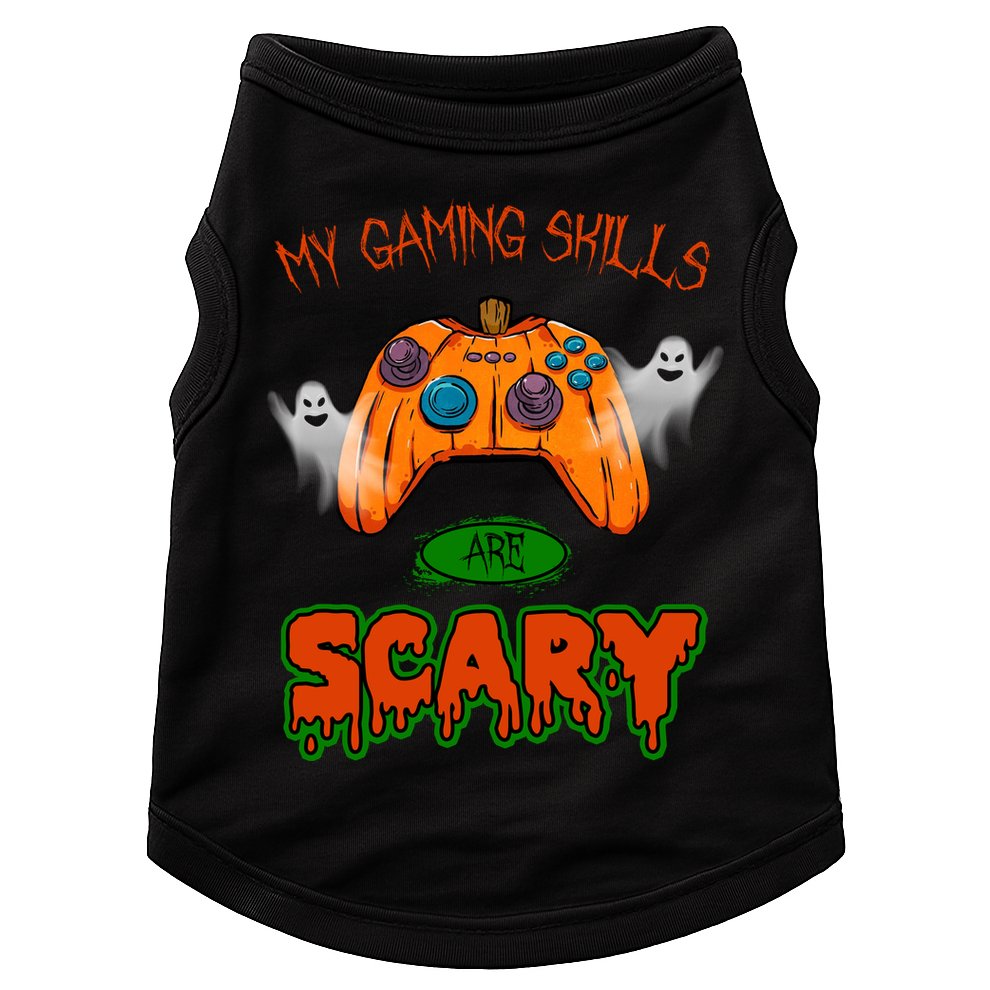 My Game Skills Are Scary Funny Gamer Halloween Doggie Tank