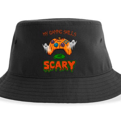 My Game Skills Are Scary Funny Gamer Halloween Sustainable Bucket Hat