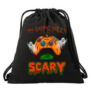 My Game Skills Are Scary Funny Gamer Halloween Drawstring Bag