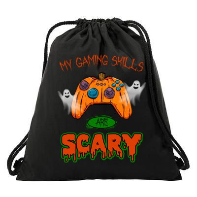 My Game Skills Are Scary Funny Gamer Halloween Drawstring Bag