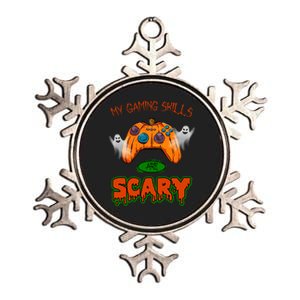 My Game Skills Are Scary Funny Gamer Halloween Metallic Star Ornament