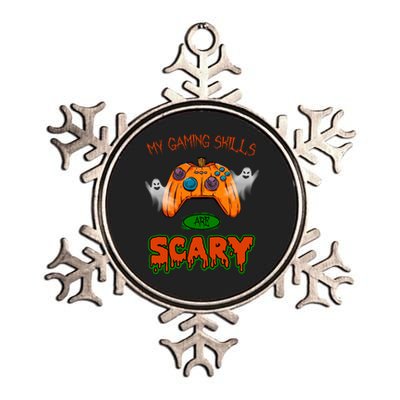 My Game Skills Are Scary Funny Gamer Halloween Metallic Star Ornament