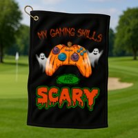 My Game Skills Are Scary Funny Gamer Halloween Golf Towel