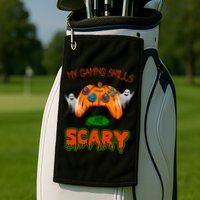 My Game Skills Are Scary Funny Gamer Halloween Golf Towel