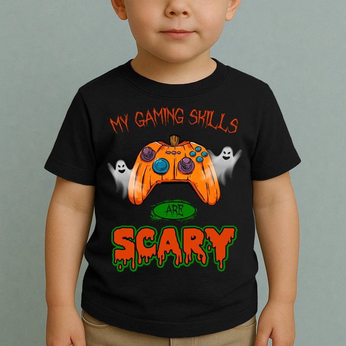 My Game Skills Are Scary Funny Gamer Halloween Toddler T-Shirt