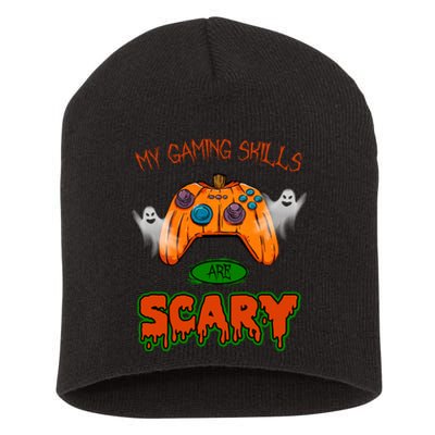 My Game Skills Are Scary Funny Gamer Halloween Short Acrylic Beanie