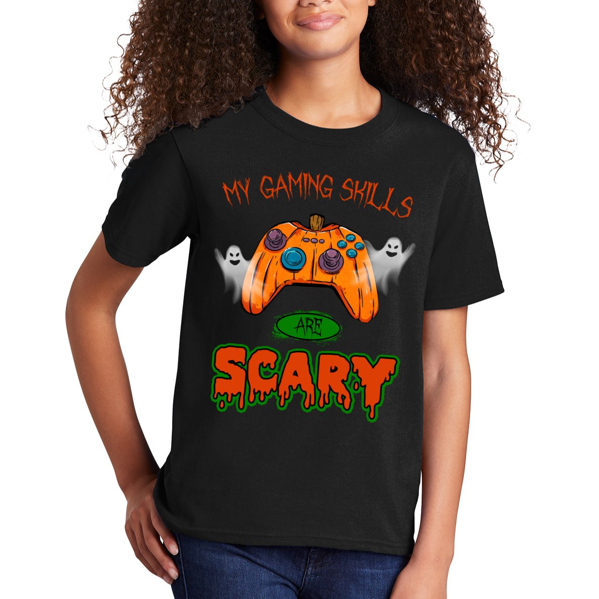 My Game Skills Are Scary Funny Gamer Halloween Kids T-Shirt
