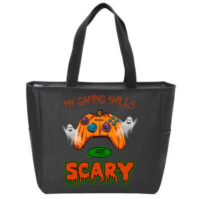 My Game Skills Are Scary Funny Gamer Halloween Zip Tote Bag