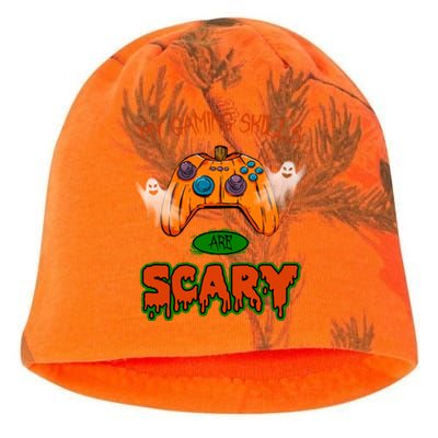 My Game Skills Are Scary Funny Gamer Halloween Kati - Camo Knit Beanie