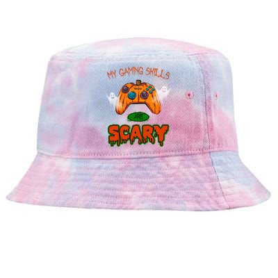 My Game Skills Are Scary Funny Gamer Halloween Tie-Dyed Bucket Hat