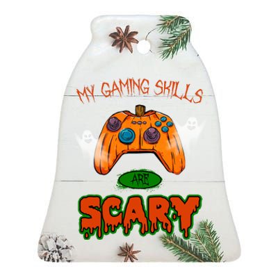 My Game Skills Are Scary Funny Gamer Halloween Ceramic Bell Ornament