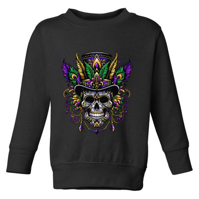 Mardi Gras Skull Top Hat New Orleans Witch Doctor Voodoo Toddler Sweatshirt