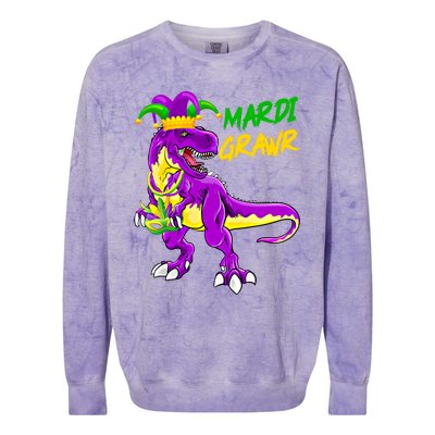 Mardi Grawr Saurus Funny Mardi Gras Party Carnival Costume Gift Colorblast Crewneck Sweatshirt