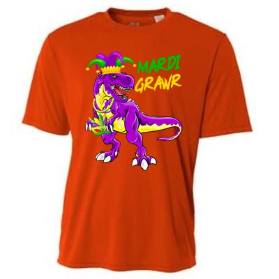 Mardi Grawr Saurus Funny Mardi Gras Party Carnival Costume Gift Cooling Performance Crew T-Shirt