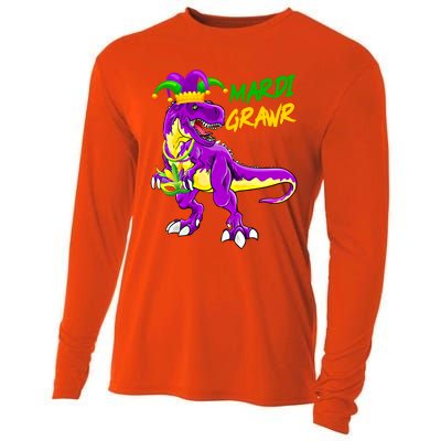 Mardi Grawr Saurus Funny Mardi Gras Party Carnival Costume Gift Cooling Performance Long Sleeve Crew