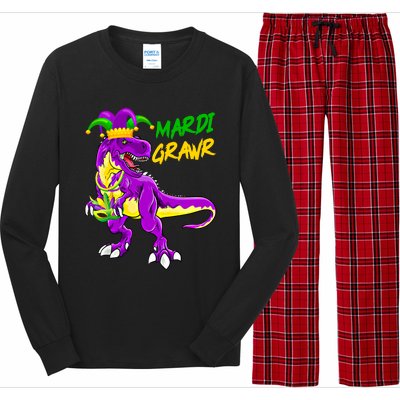 Mardi Grawr Saurus Funny Mardi Gras Party Carnival Costume Gift Long Sleeve Pajama Set