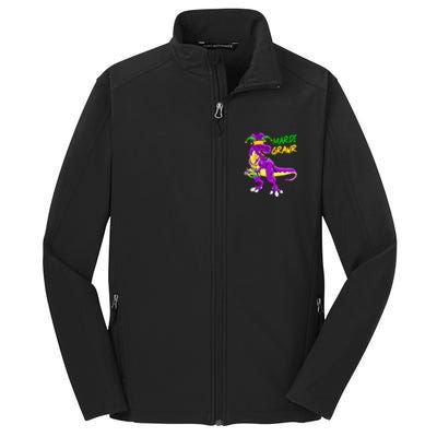 Mardi Grawr Saurus Funny Mardi Gras Party Carnival Costume Gift Core Soft Shell Jacket