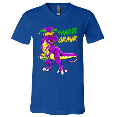 Mardi Grawr Saurus Funny Mardi Gras Party Carnival Costume Gift V-Neck T-Shirt