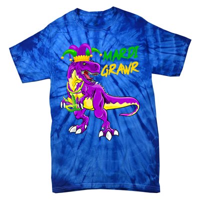 Mardi Grawr Saurus Funny Mardi Gras Party Carnival Costume Gift Tie-Dye T-Shirt