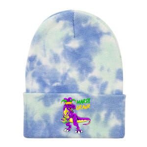 Mardi Grawr Saurus Funny Mardi Gras Party Carnival Costume Gift Tie Dye 12in Knit Beanie