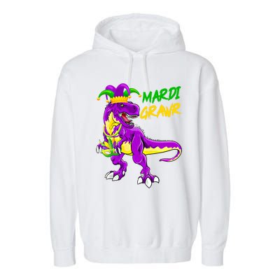 Mardi Grawr Saurus Funny Mardi Gras Party Carnival Costume Gift Garment-Dyed Fleece Hoodie