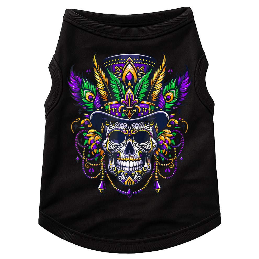 Mardi Gras Skull Top Hat New Orleans Witch Doctor Voodoo Doggie Tank