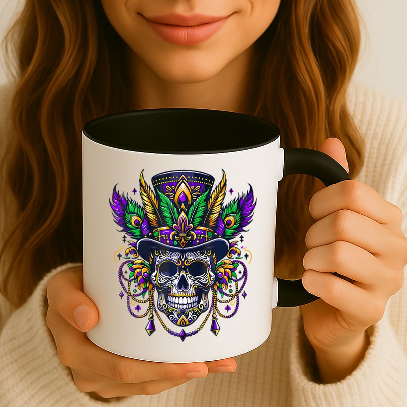 Mardi Gras Skull Top Hat New Orleans Witch Doctor Voodoo Mug