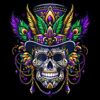 Mardi Gras Skull Top Hat New Orleans Witch Doctor Voodoo Mug