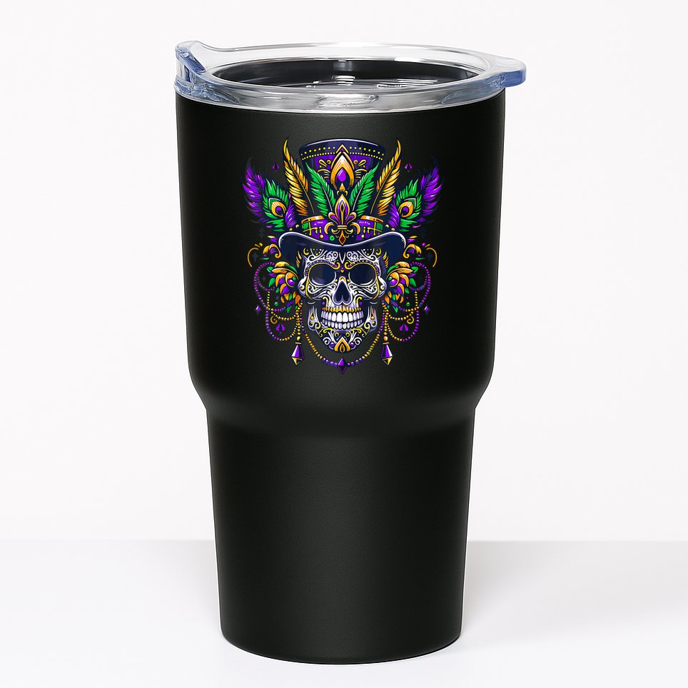 Mardi Gras Skull Top Hat New Orleans Witch Doctor Voodoo Tumbler