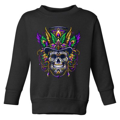 Mardi Gras Skull Top Hat New Orleans Witch Doctor Voodoo Toddler Sweatshirt