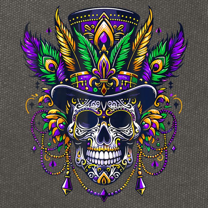 Mardi Gras Skull Top Hat New Orleans Witch Doctor Voodoo Cotton Canvas Backpack