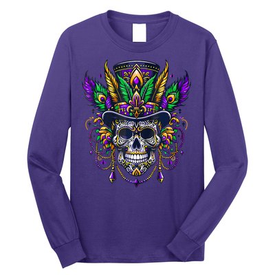 Mardi Gras Skull Top Hat New Orleans Witch Doctor Voodoo Long Sleeve Shirt