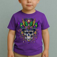 Mardi Gras Skull Top Hat New Orleans Witch Doctor Voodoo Toddler T-Shirt