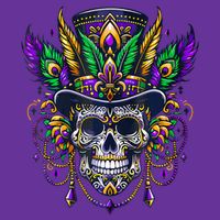 Mardi Gras Skull Top Hat New Orleans Witch Doctor Voodoo Toddler T-Shirt