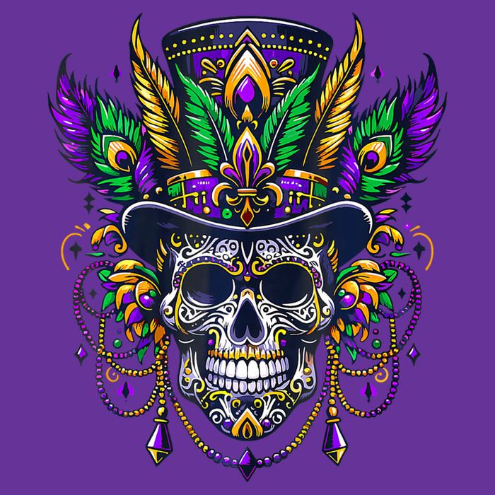 Mardi Gras Skull Top Hat New Orleans Witch Doctor Voodoo Toddler T-Shirt