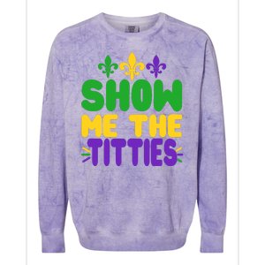 Mardi Gras Show Me The Titties Colorblast Crewneck Sweatshirt