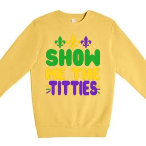 Mardi Gras Show Me The Titties Premium Crewneck Sweatshirt